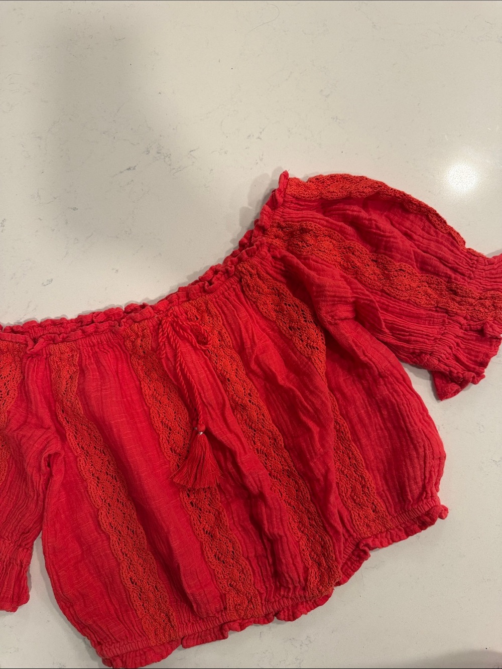 Size Medium, Red cropped american eagle blouse